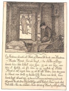 En de moeder keek naar beneden in haar schoot, en de tranen liepen over haar wangen... door Fritz Syberg