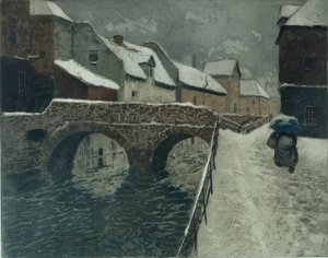 Brug in Amiens door Fritz Thaulow