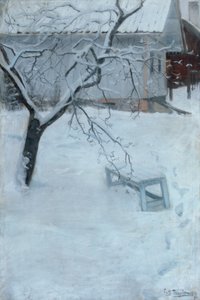 In februari (boerderij Vinderen) door Fritz Thaulow