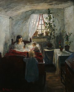 Interieur met kinderen door Fritz Thaulow