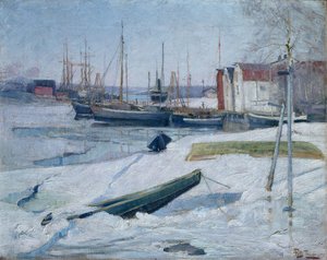 Winter in de haven, Oslo fjord