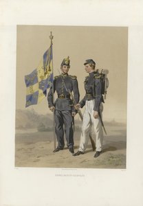 Illustratie uit het boek De Zweedse en Noorse legers, evenals de vloten in hun huidige uniformering door Dardel, Fritz von en uitgegeven door Bonnier (se, 1863) door Fritz von Dardel
