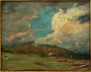 Landschapsstudie (Landschap met wolken) door Fritz von Uhde