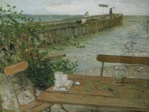 Aanlegsteiger aan de Starnberger See door Fritz von Uhde