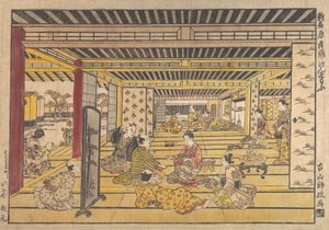Een spel van hand sumo in de Nieuwe Yoshiwara