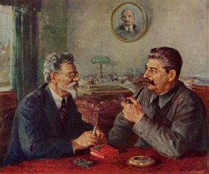 Joseph Stalin & Mikhail Ivanovitch Kalinin door Fyodor Alexandrovich Modorov