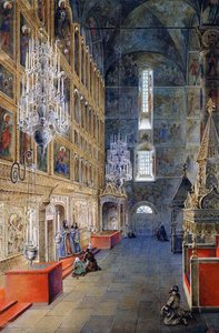 Interieur van de Hemelvaartkathedraal van het Kremlin van Moskou, 1819 door Fyodor Alexeyev