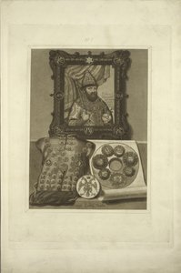 Zilveren wapenrusting en zegel van de tsaar. Uit de Oudheden van de Russische Staat
