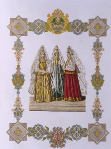 Zomerkostuums van vrouwen uit Torzhok Uit de serie Kleding van de Russische staat, 1851