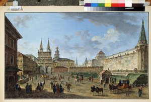 Moskou, zicht op de Opstandingspoort op het Rode Plein door Fyodor Yakovlevich Alexeev