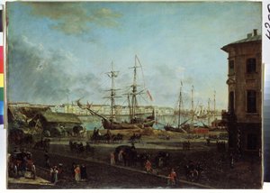 Uitzicht op de Engelse kade vanaf het Vasilievski-eiland, Sint-Petersburg