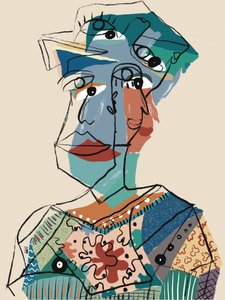 Abstract kubistisch portret door GIovanna Gil Alves
