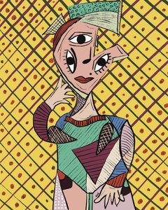 Levendig kubistisch portret door GIovanna Gil Alves