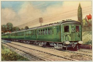The Southern Railway, elektrische expres van London Bridge naar Eastbourne door G.P. Micklewright