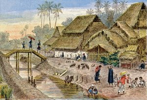 Een Annamese dorp, Frans Indochina, ca. 1900