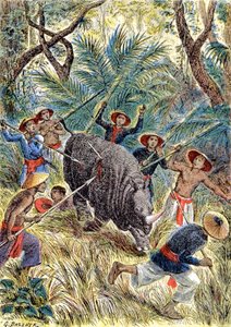 Neushoornjacht, Frans Indochina door G. Dascher