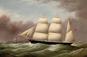De Bark Alfred Hawley bij de Skerries op weg naar Liverpool, 1860 door G. Dell