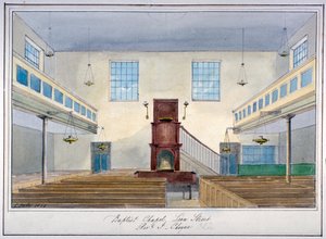 Interieur van de Lion Street Baptist Chapel, nabij New Kent Road, Southwark, Londen