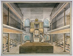 Interieur van de kapel, Horsemonger Lane Prison, Union Road, Southwark, Londen, 1826