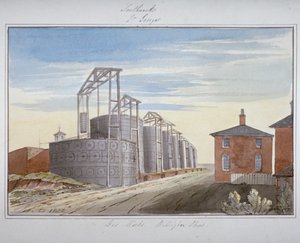 Uitzicht op gasfabrieken in Pocock Street, Southwark, Londen, 1826 door G Yates