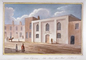 Zicht op de Sion Kapel aan John Street, Southwark, Londen, 1825