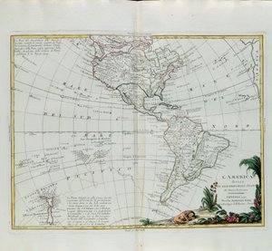 Amerika verdeeld in zijn belangrijkste staten, gravure door G. Zuliani uit Tome I van de Nieuwste Atlas gepubliceerd in Venetië in 1776 door Antonio Zatta, Privécollectie