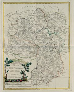 Gouvernances van Berri, Nivernois, Marche, Bourbon en Auvergne, gravure door G. Zuliani uit Tome I van de Nieuwste Atlas gepubliceerd in Venetië in 1776 door Antonio Zatta, Privécollectie door G. Zuliani