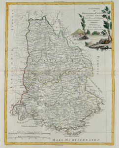 Gouvernances van Dauphin, Provence, het graafschap Venaissin en het prinsdom Orange, gravure door G. Zuliani uit Tome I van de Nieuwste Atlas gepubliceerd in Venetië in 1777 door Antonio Zatta, Privécollectie door G. Zuliani