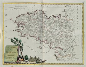 Golf van Bretagne, gravure door G. Zuliani uit Tome I van de Nieuwste Atlas gepubliceerd in Venetië in 1777 door Antonio Zatta, Privécollectie door G. Zuliani