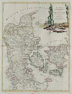 Koninkrijk Denemarken met het Hertogdom Slesvik, gravure door G. Zuliani uit Tome III van de "Nieuwste Atlas" gepubliceerd in Venetië in 1781 door Antonio Zatta, Privécollectie door G. Zuliani