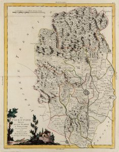 Landgebied van de Staat Veneto: gebied van Vicenza verdeeld in zijn bisdommen en magistraten, gravure door G. Zuliani uit Tome II van de "Nieuwste Atlas" gepubliceerd in Venetië in 1782 door Antonio Zatta, Privécollectie door G. Zuliani