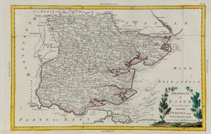 Provincie Essex, gravure door G. Zuliani uit Tome I van de "Nieuwste Atlas" gepubliceerd in Venetië in 1779 door Antonio Zatta, privécollectie door G. Zuliani