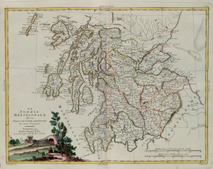 Zuid-Schotland verdeeld in zijn graafschappen, gravure door G. Zuliani uit Tome I van de "Nieuwste Atlas" gepubliceerd in Venetië in 1779 door Antonio Zatta, Privécollectie door G. Zuliani