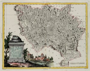 Territorium van Florence, gravure door G. Zuliani uit Tome II van de "Nieuwste Atlas" gepubliceerd in Venetië in 1783 door Antonio Zatta, Privécollectie door G. Zuliani