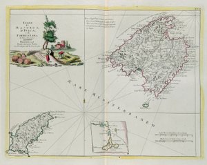 De eilanden Majorca, Ivica en Formentera, gravure door G. Zuliani uit Tome I van de "Nieuwste Atlas" gepubliceerd in Venetië in 1778 door Antonio Zatta, Privécollectie