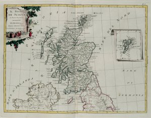 Het koninkrijk Schotland, gravure door G. Zuliani uit Tome I van de Nieuwste Atlas gepubliceerd in Venetië in 1776 door Antonio Zatta, Privécollectie door G. Zuliani