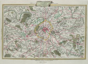 De omtrek van Parijs, de gouvernances van Frankrijk en Orleans, gravure door G. Zuliani uit Tome I van de Nieuwste Atlas gepubliceerd in Venetië in 1776 door Antonio Zatta, Privécollectie door G. Zuliani