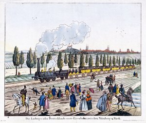 Opening van de Neurenberg-Fürth spoorweg, 7 december 1835 door G. after Renner