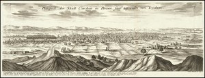 1720 afbeelding - Vooruitzicht van de stad Cashan in Perzië op vijf dagen reizen van Ispahan door Gabriel Bodenehr