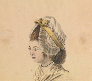 Hoofd van een vrouw in een geplooide muts, c.1774 door Gabriel Bray