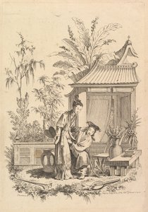Chinoiserie scène met figuren in een landschap, 18e eeuw