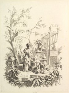Chinoiserie met figuren in een landschap, 18e eeuw