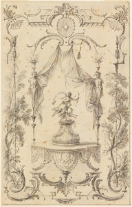Ontwerp voor wandpaneel met Diana als thema door Gabriel Huquier