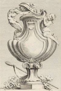 Ontwerp voor een vaas met een faun en een nimf, uit Livre de Vases, plaat 1..., 1742-50 door Gabriel Huquier