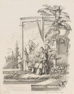 Zittende Vrouw met Kinderen en Dienaren, ca. 1738-1745