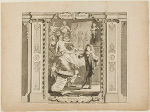 Théatre Italien, frontispice voor het Livre de Scenes Comiques door Gabriel Huquier