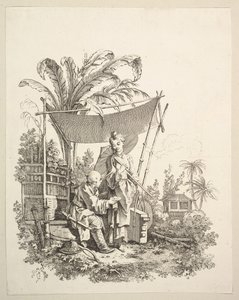 Vrouw toont curiosa aan soldaat, ca. 1742