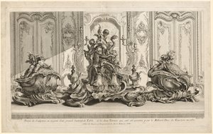 Werken van Juste-Aurèle Meissonier: Zilveren sculpturaal project voor een groot middelpunt door Gabriel Huquier