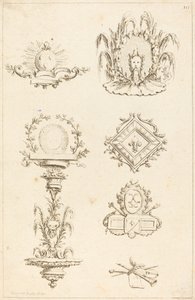 Ontwerpen voor staartstukken: pl. 10 door Gabriel Huquier after Claude Gillot