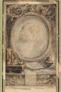 Allegorisch Kader met een Vleermuis door Gabriel Jacques de Saint Aubin